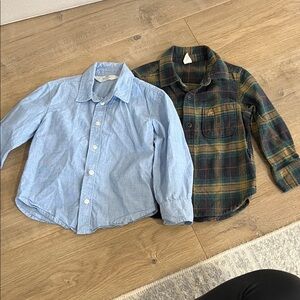 Plaid and Blue Kids Shirt Set
